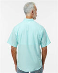 Paragon 700 Men's Hatteras Performance Short Sleeve Fishing Shirt - Aqua Blue - model back