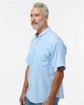 Paragon 700 Men's Hatteras Performance Short Sleeve Fishing Shirt - Blue Mist - model side