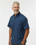 Paragon 700 Men's Hatteras Performance Short Sleeve Fishing Shirt - Navy - model side