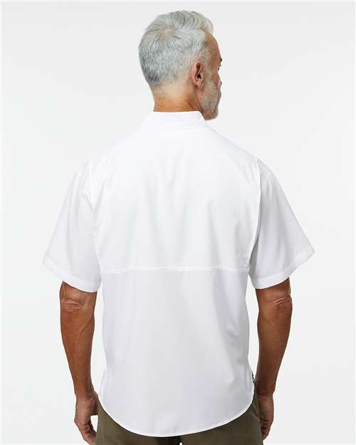 Paragon 700 Men's Hatteras Performance Short Sleeve Fishing Shirt - White - model back