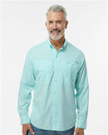 Paragon 702 Men's Kitty Hawk Performance Fishing Shirt - Aqua Blue - model front