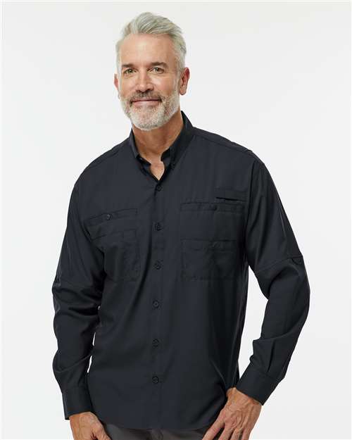 Paragon 702 Men's Kitty Hawk Performance Fishing Shirt - Black - model front