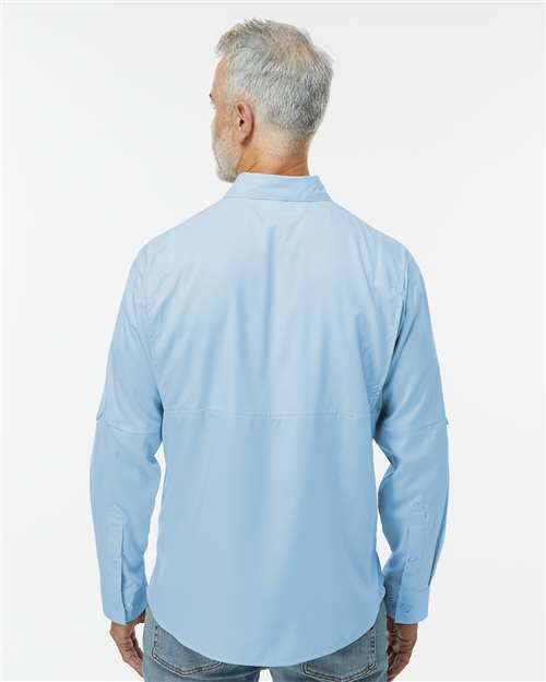 Paragon 702 Men's Kitty Hawk Performance Fishing Shirt - Blue Mist - model back