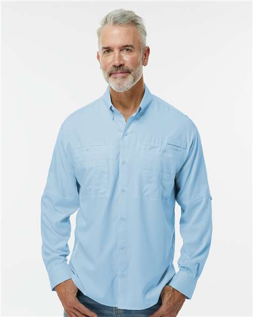 Paragon 702 Men's Kitty Hawk Performance Fishing Shirt - Blue Mist - model front