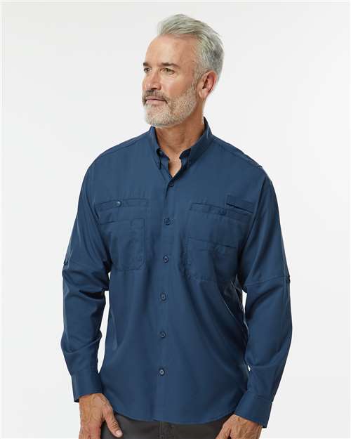 Paragon 702 Men's Kitty Hawk Performance Fishing Shirt - Navy - model front