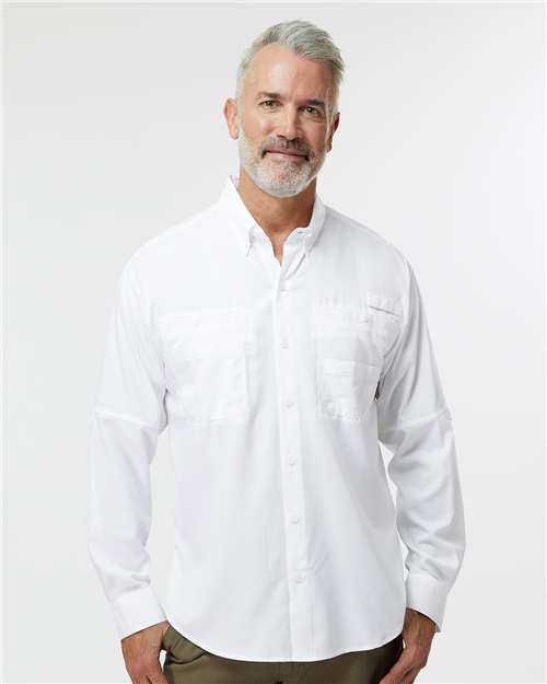 Paragon 702 Men's Kitty Hawk Performance Fishing Shirt - White - model front