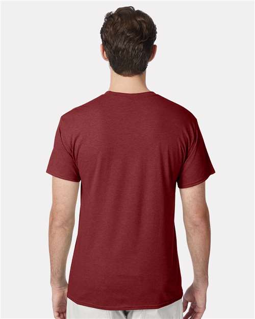 Hanes 42TB Perfect-T Triblend T-Shirt - Athletic Cardinal Heather - model back