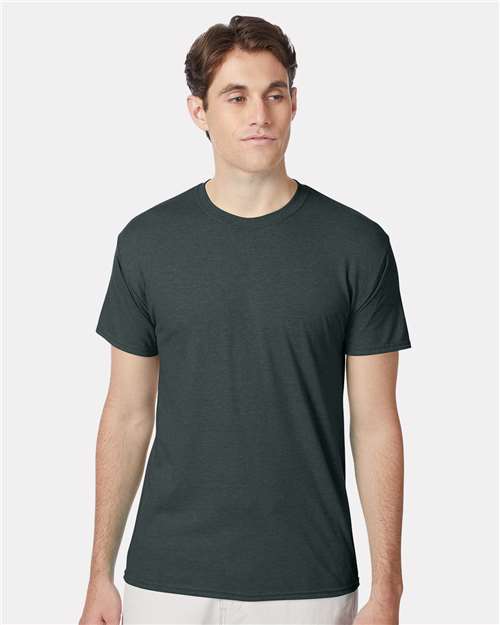 Hanes 42TB Perfect-T Triblend T-Shirt - Athletic Green Heather - model front
