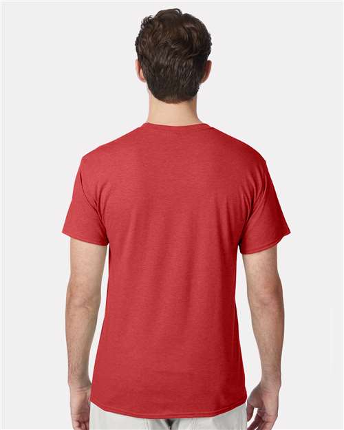 Hanes 42TB Perfect-T Triblend T-Shirt - Athletic Red Heather - model back