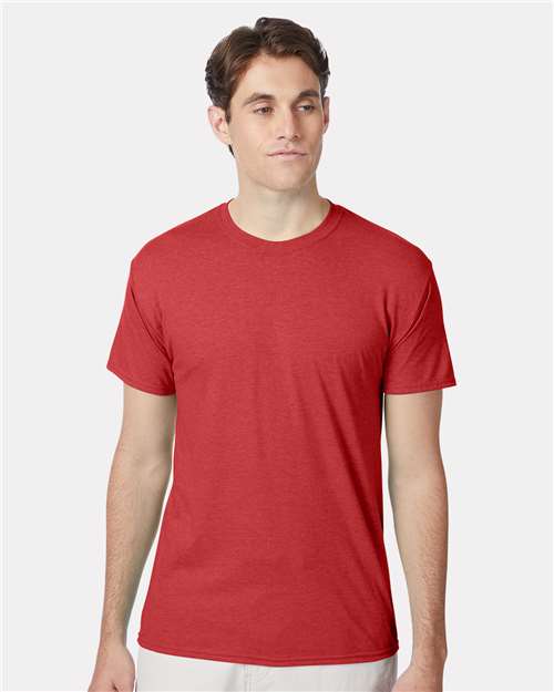 Hanes 42TB Perfect-T Triblend T-Shirt - Athletic Red Heather - model front