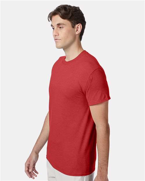 Hanes 42TB Perfect-T Triblend T-Shirt - Athletic Red Heather - model side