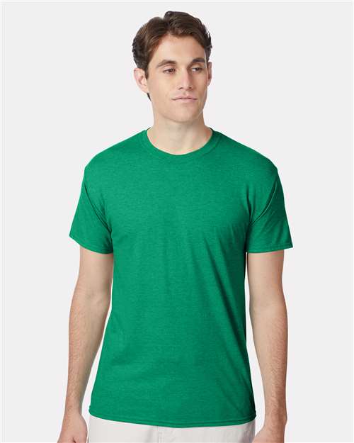 Hanes 42TB Perfect-T Triblend T-Shirt - Kelly Green Heather - model front