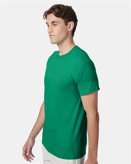 Hanes 42TB Perfect-T Triblend T-Shirt - Kelly Green Heather - model side