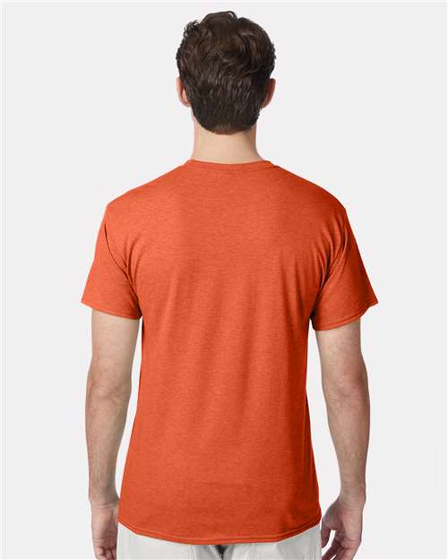 Hanes 42TB Perfect-T Triblend T-Shirt - Orange Heather - model back