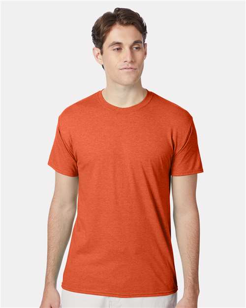 Hanes 42TB Perfect-T Triblend T-Shirt - Orange Heather - model front