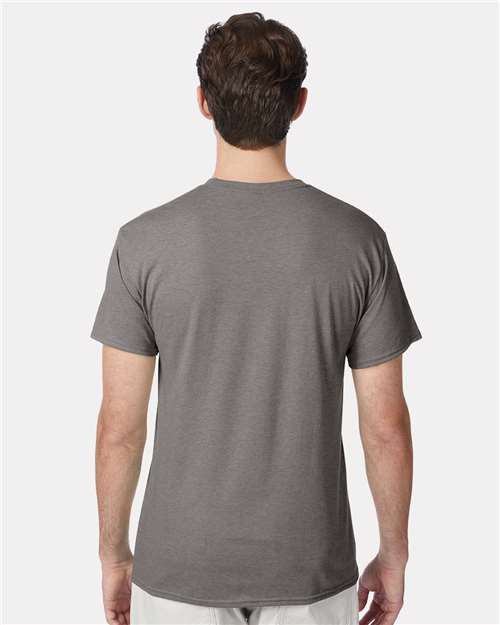 Hanes 42TB Perfect-T Triblend T-Shirt - Stone Grey Heather - model back