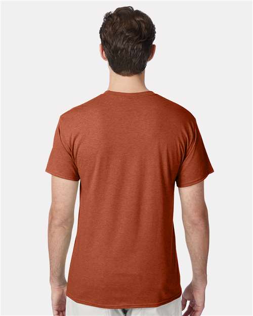 Hanes 42TB Perfect-T Triblend T-Shirt - Texas Orange Heather - model back