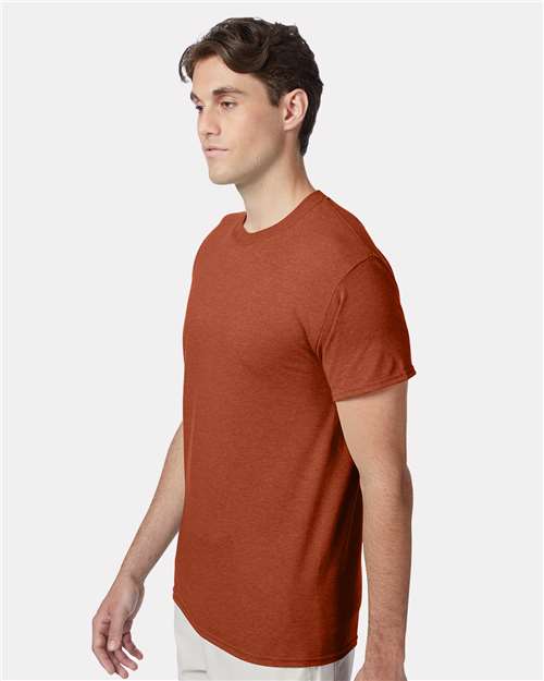 Hanes 42TB Perfect-T Triblend T-Shirt - Texas Orange Heather - model side