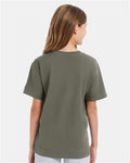 Hanes 498Y Youth Perfect-T T-Shirt - Fatigue Green - model back