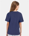 Hanes 498Y Youth Perfect-T T-Shirt - Heather Navy - model back
