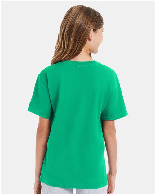Hanes 498Y Youth Perfect-T T-Shirt - Kelly Green - model back