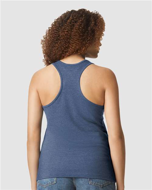 Gildan 64220LCVC Women's Softstyle CVC Racerback Tank Top - Navy Mist - model back