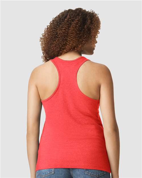 Gildan 64220LCVC Women's Softstyle CVC Racerback Tank Top - Red Mist - model back