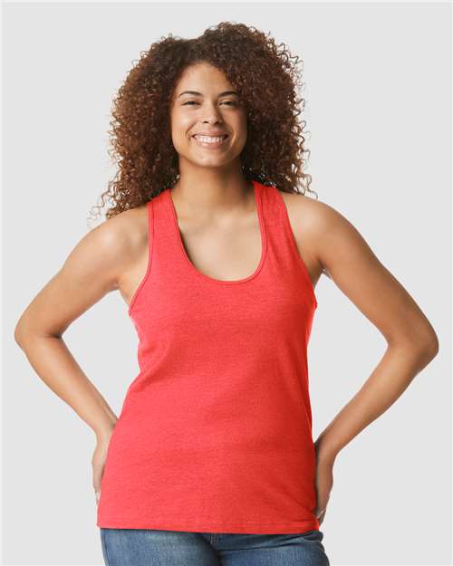Gildan 64220LCVC Women's Softstyle CVC Racerback Tank Top - Red Mist - model front