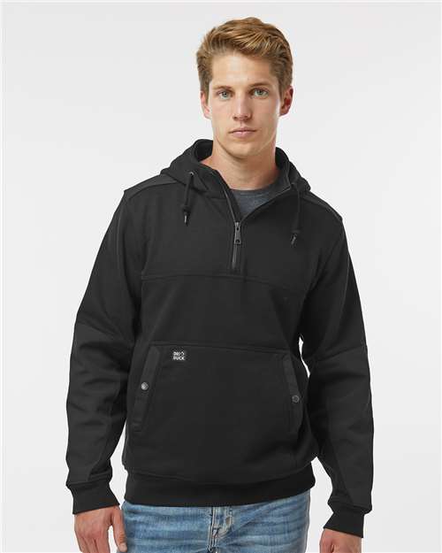 DRI DUCK 7349 Men's Mission Quarter-Zip Hooded Pullover - Black - model front