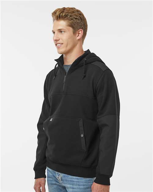 DRI DUCK 7349 Men's Mission Quarter-Zip Hooded Pullover - Black - model side