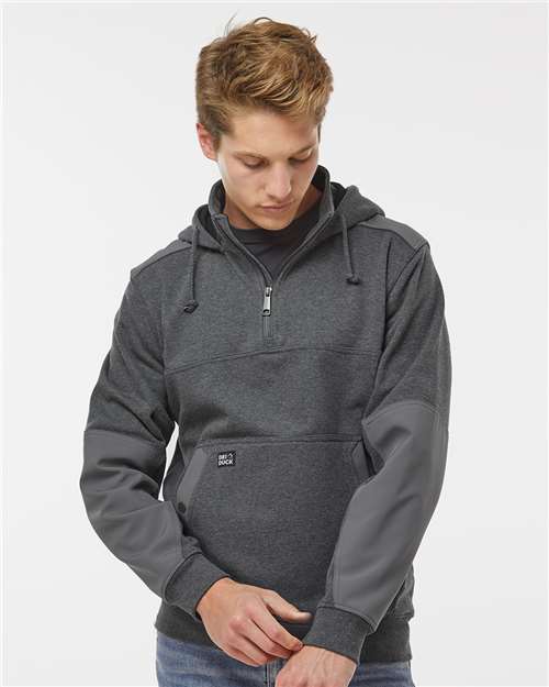 DRI DUCK 7349 Men's Mission Quarter-Zip Hooded Pullover - Dark Oxford - model front