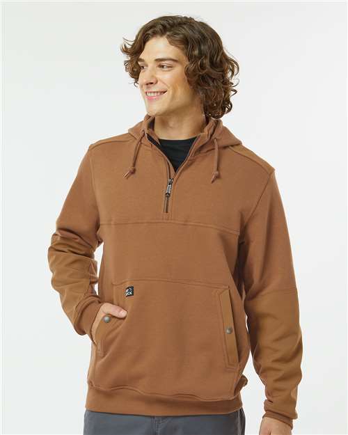 DRI DUCK 7349 Men's Mission Quarter-Zip Hooded Pullover - Saddle - model front