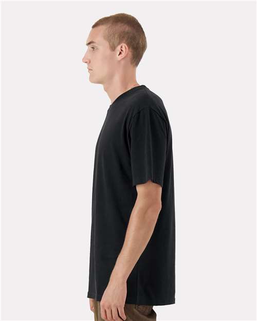 American Apparel 5389 Unisex Sueded Cloud Jersey Tee - Sueded Black - model side