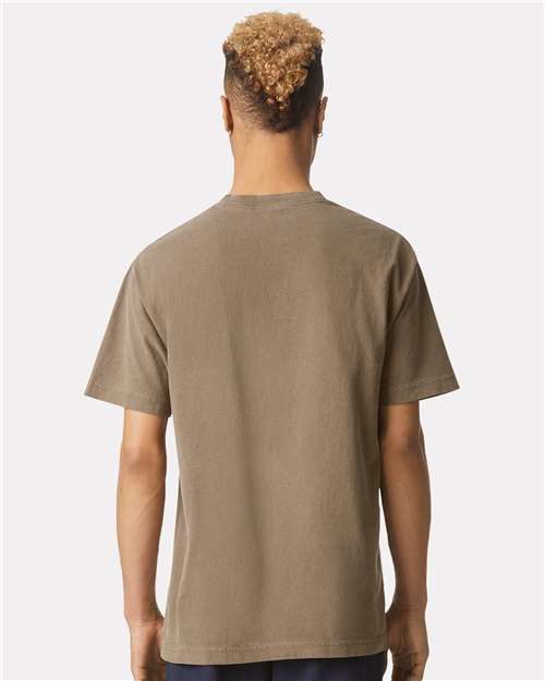 American Apparel 1301GD Unisex Garment-Dyed Heavyweight Cotton Tee - Faded Brown - model back