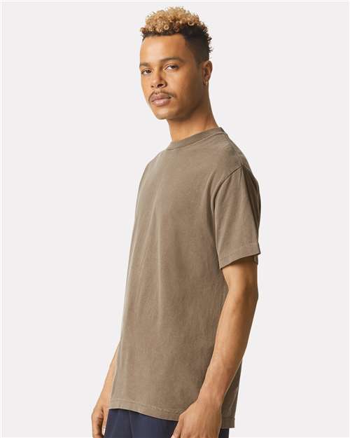 American Apparel 1301GD Unisex Garment-Dyed Heavyweight Cotton Tee - Faded Brown - model side