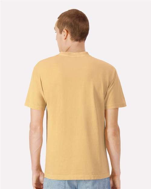 American Apparel 1301GD Unisex Garment-Dyed Heavyweight Cotton Tee - Faded Mustard - model back