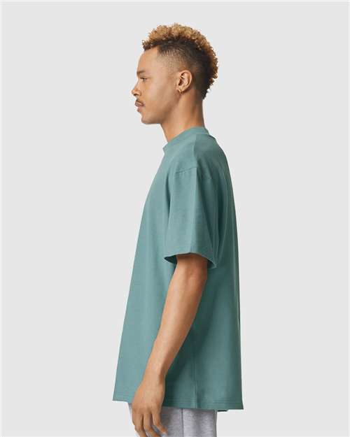 American Apparel 1PQ Unisex Pique Mockneck Tee - Arctic - model side