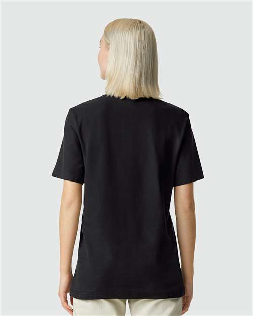 American Apparel 1PQ Unisex Pique Mockneck Tee - Black - model back