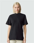 American Apparel 1PQ Unisex Pique Mockneck Tee - Black - model front
