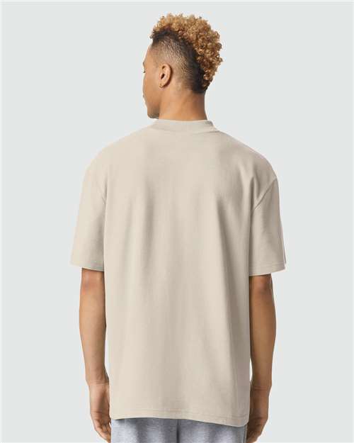 American Apparel 1PQ Unisex Pique Mockneck Tee - Bone - model back