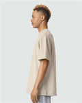 American Apparel 1PQ Unisex Pique Mockneck Tee - Bone - model side