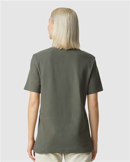 American Apparel 1PQ Unisex Pique Mockneck Tee - Lieutenant - model back