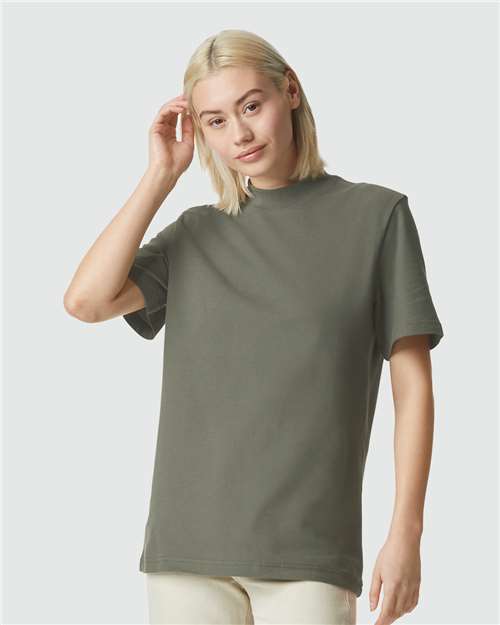 American Apparel 1PQ Unisex Pique Mockneck Tee - Lieutenant - model front
