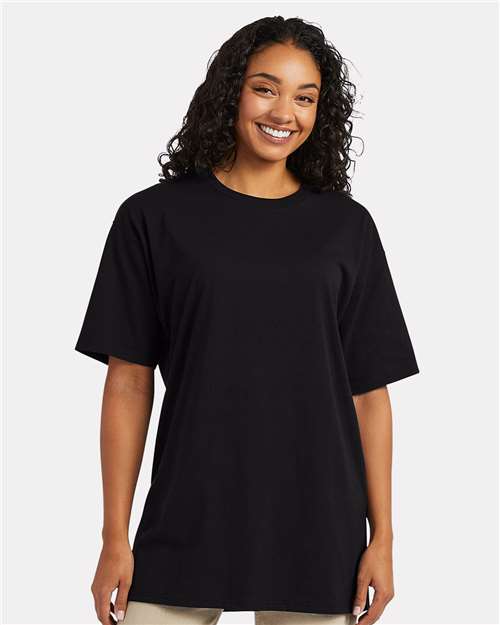 Hanes 5280T Unisex Essential-T Tall T-Shirt - Black - model front