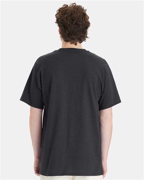 Hanes 5280T Unisex Essential-T Tall T-Shirt - Charcoal Heather - model back