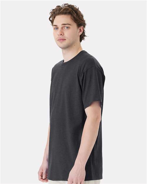 Hanes 5280T Unisex Essential-T Tall T-Shirt - Charcoal Heather - model side
