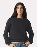 American Apparel RF494 Women's ReFlex Fleece Crewneck Sweatshirt - Black - model front