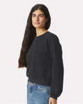 American Apparel RF494 Women's ReFlex Fleece Crewneck Sweatshirt - Black - model side