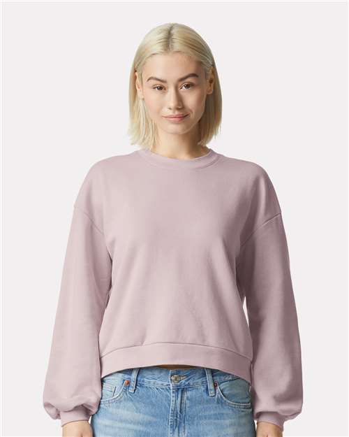 American Apparel RF494 Women's ReFlex Fleece Crewneck Sweatshirt - Blush - model front