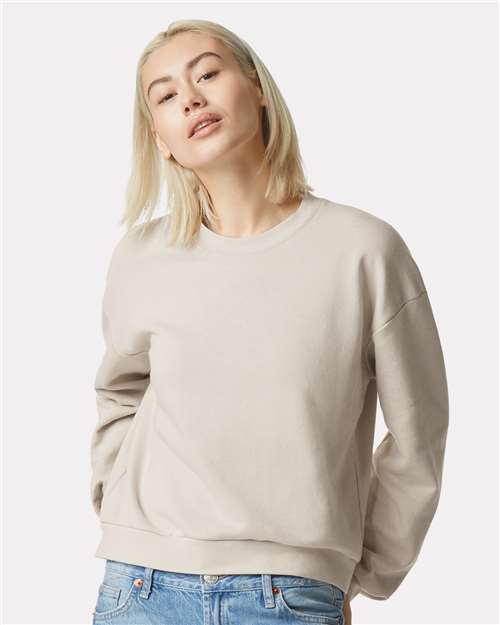 American Apparel RF494 Women's ReFlex Fleece Crewneck Sweatshirt - Bone - model front